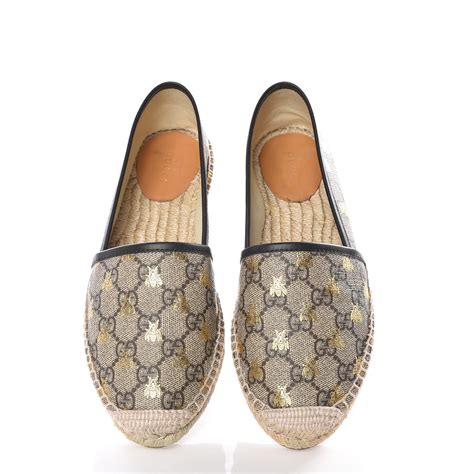 gucci beige ebony oro|GUCCI GG Supreme Monogram Bees Espadrille Flats 36 Beige .